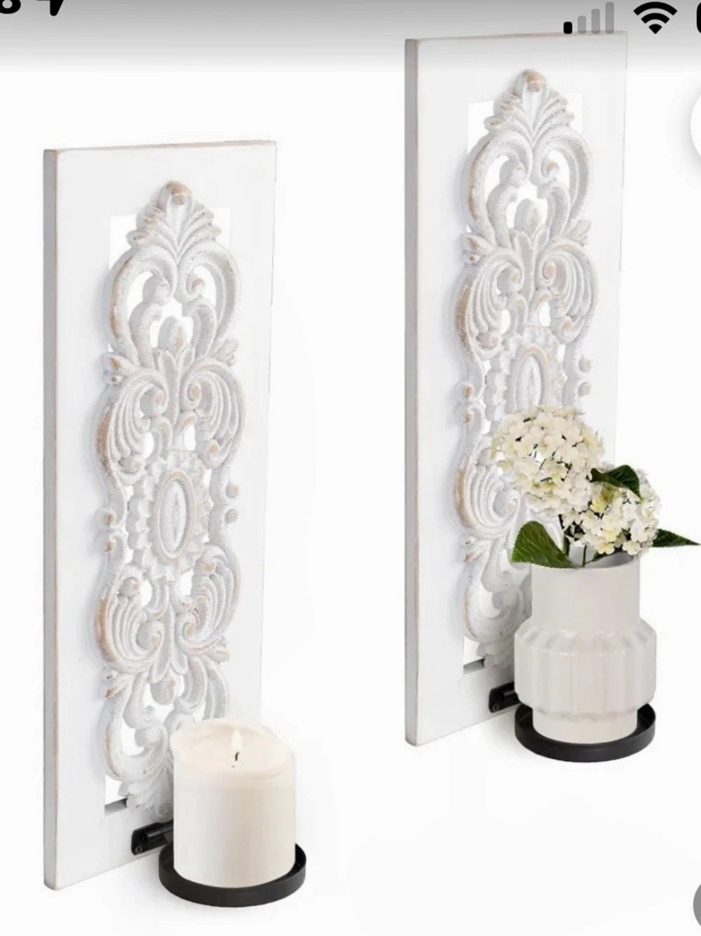 White & Black Decorative Wall Candle Sconce